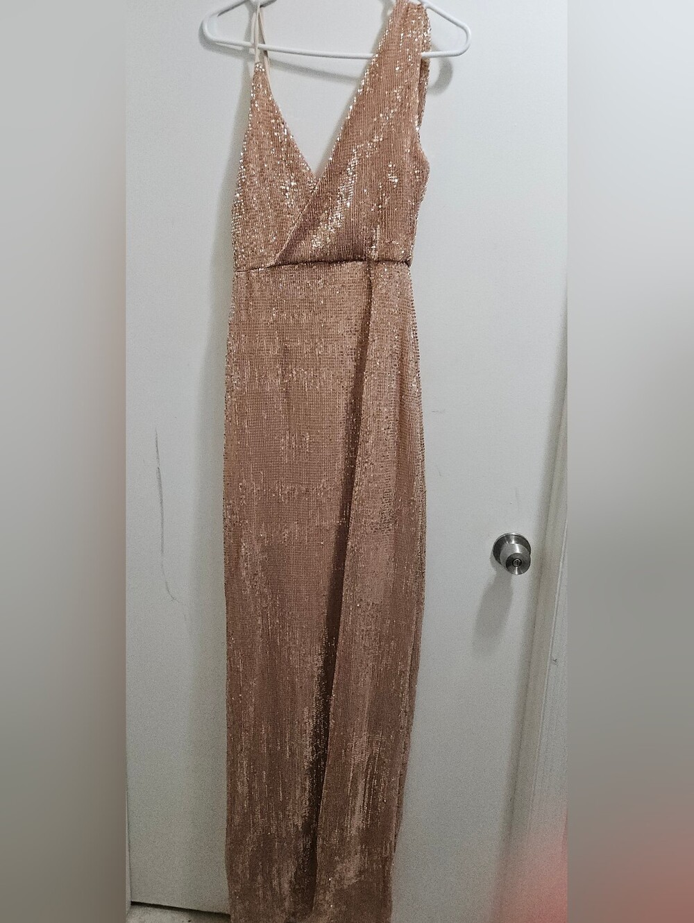 Sparkling Rose Gold Sequin Maxi Dress - Picture 8 of 8
